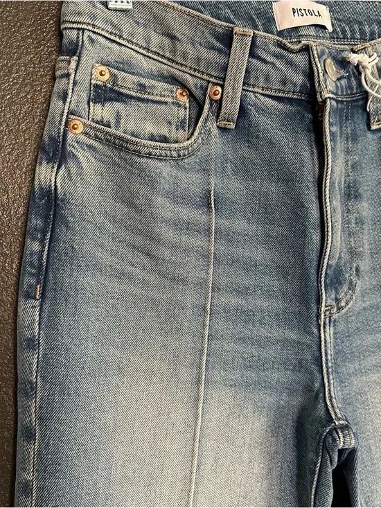 Pistola Lennon Jeans Essence High Rise Straight Crop Raw Hem Size 26 NWT - Picture 6 of 11